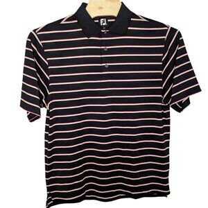 FootJoy Shirt Adult Large Black White Red Stripe Polo Short Sleeve Golf Men